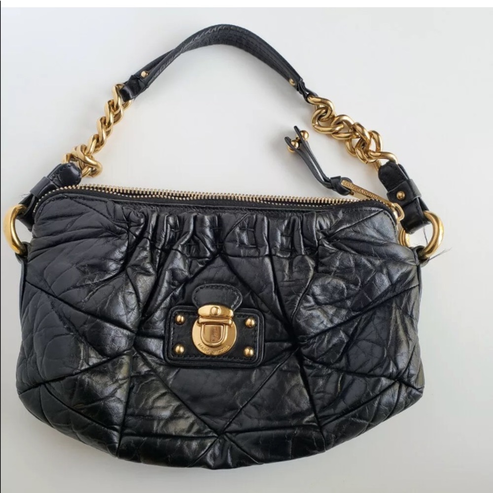Marc Jacobs Black Quilted Leather Gold Chain Bag